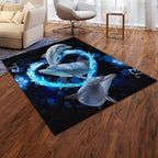 1pc Contemporary Reversible Flannel Blanket, 3D Digital Printed Blue Dolphin Design, All-Season Multipurpose Knitted Polyester Throw for Sofa, Room, Camping, Beach, Party, Office Break - 200-250gsm