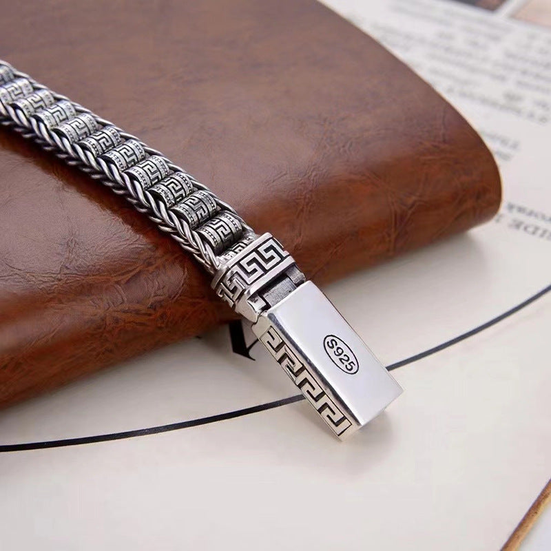 Men's Sterling Silver Fashion Distressed Key Bracelet Pi-Mart