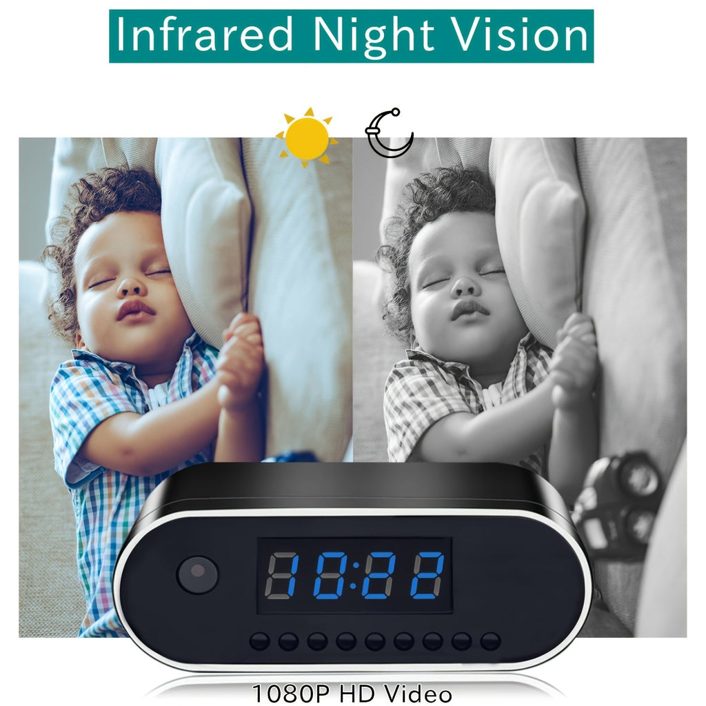 WiFi Camera Indoor Home Security Cam Clock, 2.4ghz Wireless Remote Live View 1080P Video Camera, Night Vision, Motion Detection, Loop Recording, Wireless Surveillance Camera For Home, Office, Warehouse, Home Cam With Lithium Lootquake LLC