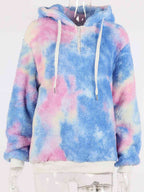 Printed Drawstring Long Sleeve Hoodie Pi-Mart