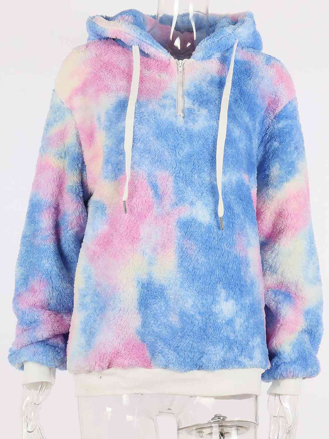Printed Drawstring Long Sleeve Hoodie Pi-Mart