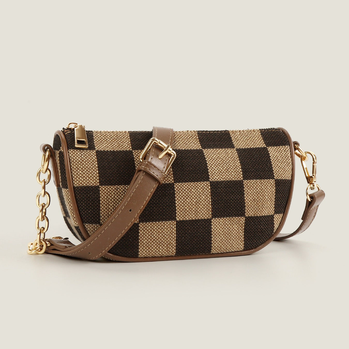 Small Crossbody Bag – Versatile Commute with Checkerboard Canvas, Compact Earphone Bag, Stylish 2-in-1 Chest Bag & Fanny Pack for Everyday Use - SJB-DIAMOND ELITES