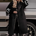 Hooded Windbreaker Long Jacket With Pockets And Drawstring Design Solid Color Knit-Sleeved Trench Coat For Women Clothing Fall Winter Pi-Mart