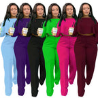 Elegant Work Wear Two Piece Set Fall Clothes for Women Ruffles Crop Top and Wide Leg Pants Suits Matching Sets Sexy Club Outfits Purplish Diva