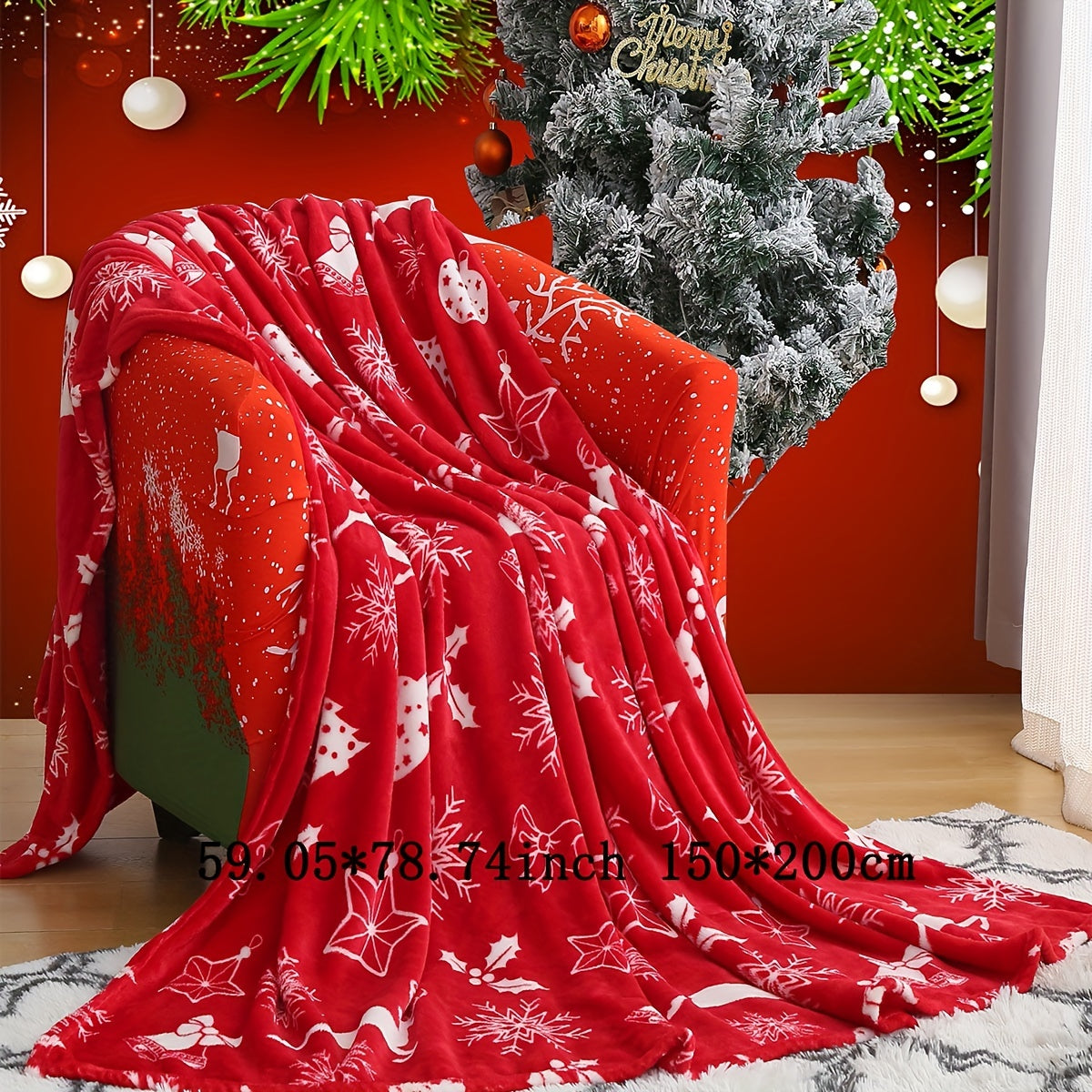 1pc Christmas Plush Bed Blanket, Soft Comfortable Blanket For Sofa Office Bed Camping Travelling Christmas Gift Lootquake LLC