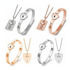 Stainless Steel Love Heart Lock Bangle Bracelet Pi-Mart
