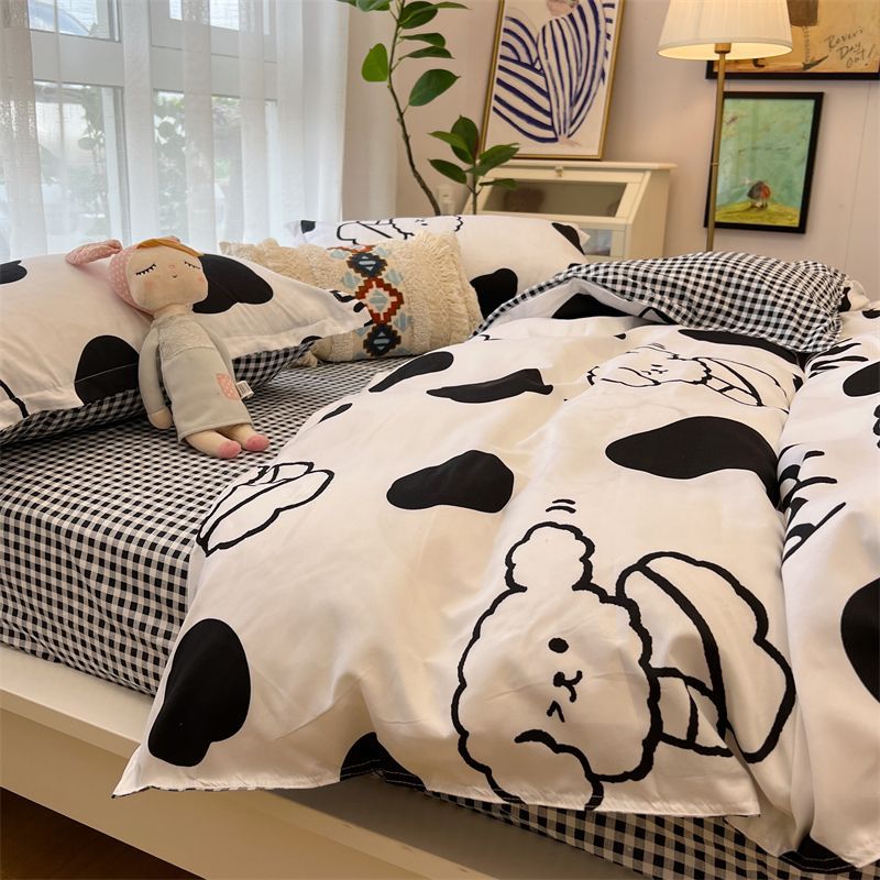 Washed Cotton Bed Sheet Quilt Cover Four-piece Set Pi-Mart