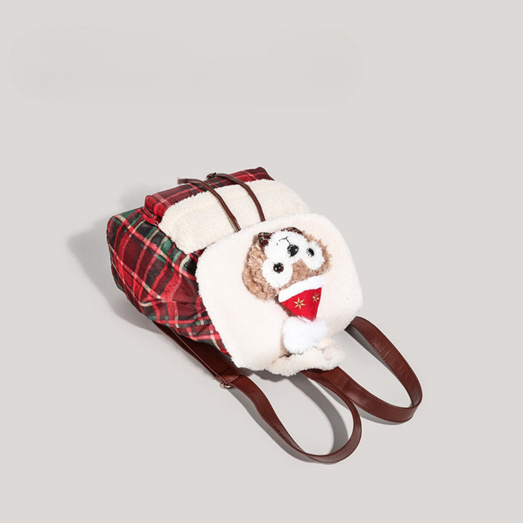 Toddler purse, cute bear backpack, autumn and winter plush backpack purse for girls, day gift christmas backpack small