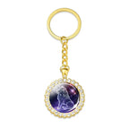 Blue Purple Glass Diamond Keychain Constellation Pendant