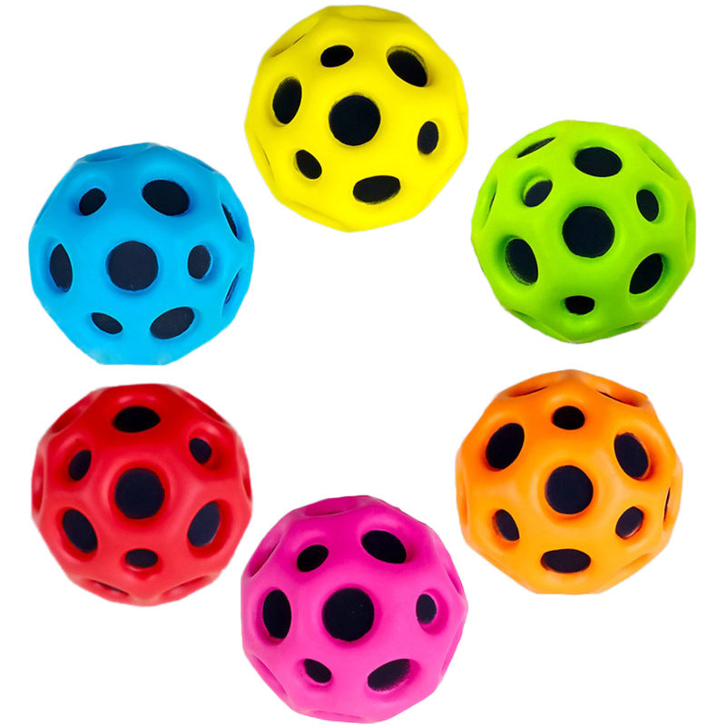 Hole Ball Soft Bouncy Ball Anti-fall Moon Shape Porous Bouncy Ball Kids Indoor Outdoor Toy Ergonomic Design Pi-Mart