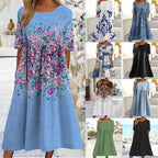 Women's Loose Round Neck Swing Dress Pi-Mart