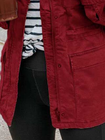 Retro Pocketed Long Sleeve Zip-Up Jacket Lightweight & Stylish Outerwear for Everyday Wear Stevvex