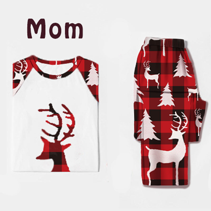 European And American Deer Head Print Parent-child Home Service Suit Pi-Mart