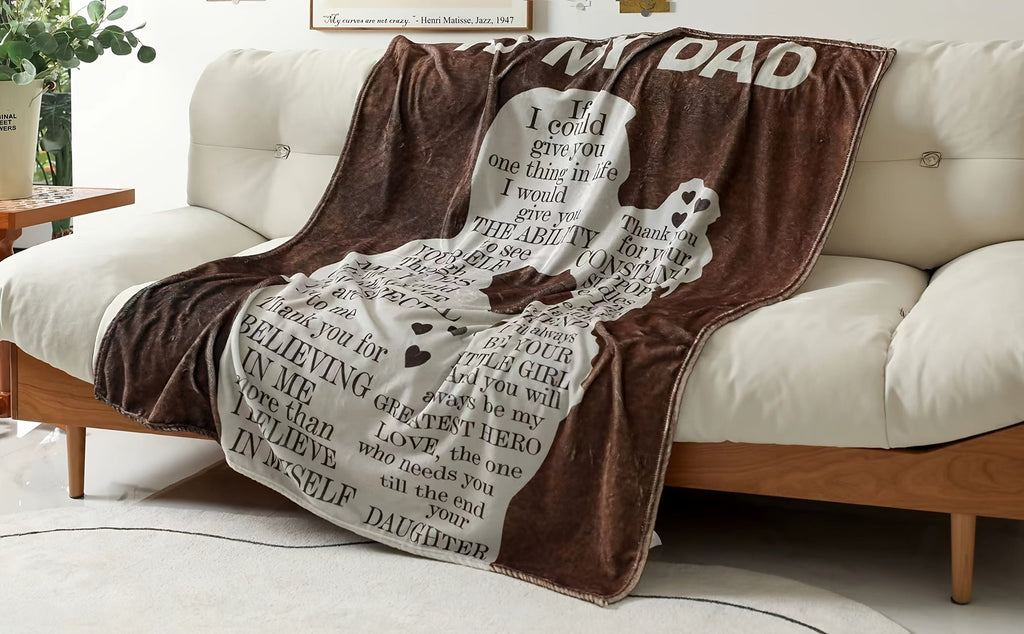 NEWLIGHTURE 1pc Gifts Blanket For Dad From Daughter, Ideal Gifts For Dad, Flannel Throw Blanket, Air Conditioning Blanket Nap Blanket For All Seasons Lootquake LLC