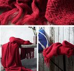 Warm Cozy Knitted Throw Blankets Red 130cm X160cm Pi-Mart