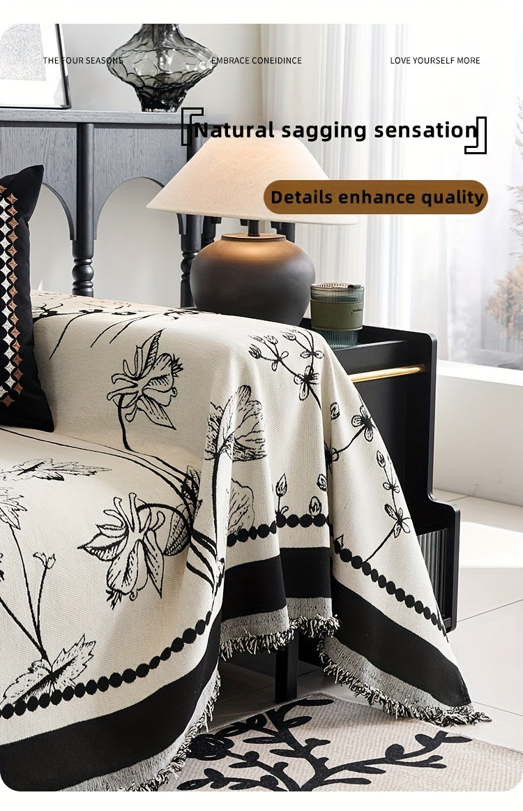 1pc Soft & Cozy Chenille Reversible Sofa Cover Blanket - Double-Sided Retro Design, Sofa Protective Cover, Soft Couch Throw, Slipcover for Bedroom, Office, Living Room, Home Decor - Easy Care, Stain Resistant, Machine Washabl
