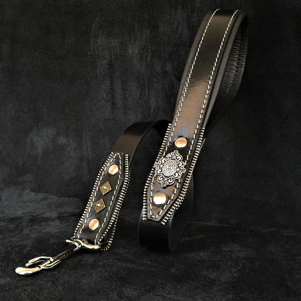 The ''Aztec'' Black leash - SJB-DIAMOND ELITES