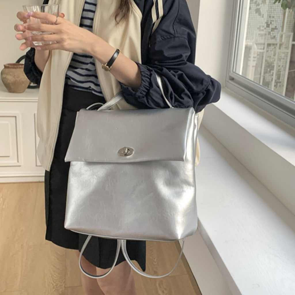 Big backpack female, autumn and winter silver large capacity backpack purse, commuter versatile college backpack - SJB-DIAMOND ELITES