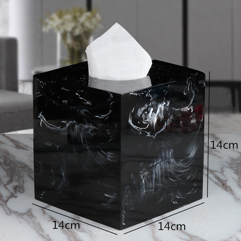 Living Room Simple Modern Light Luxury Creative Napkin Paper Box Marble Pattern Pi-Mart