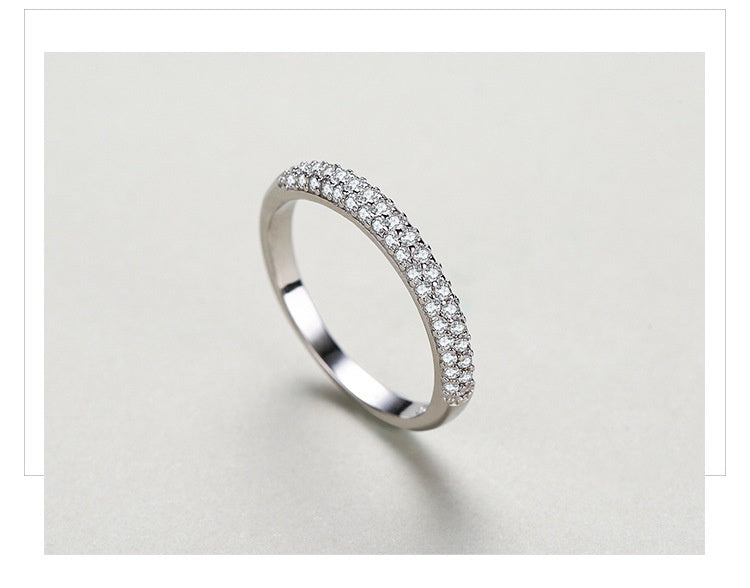 S925 Sterling Silver Diamond-encrusted Stackable Ring Pi-Mart