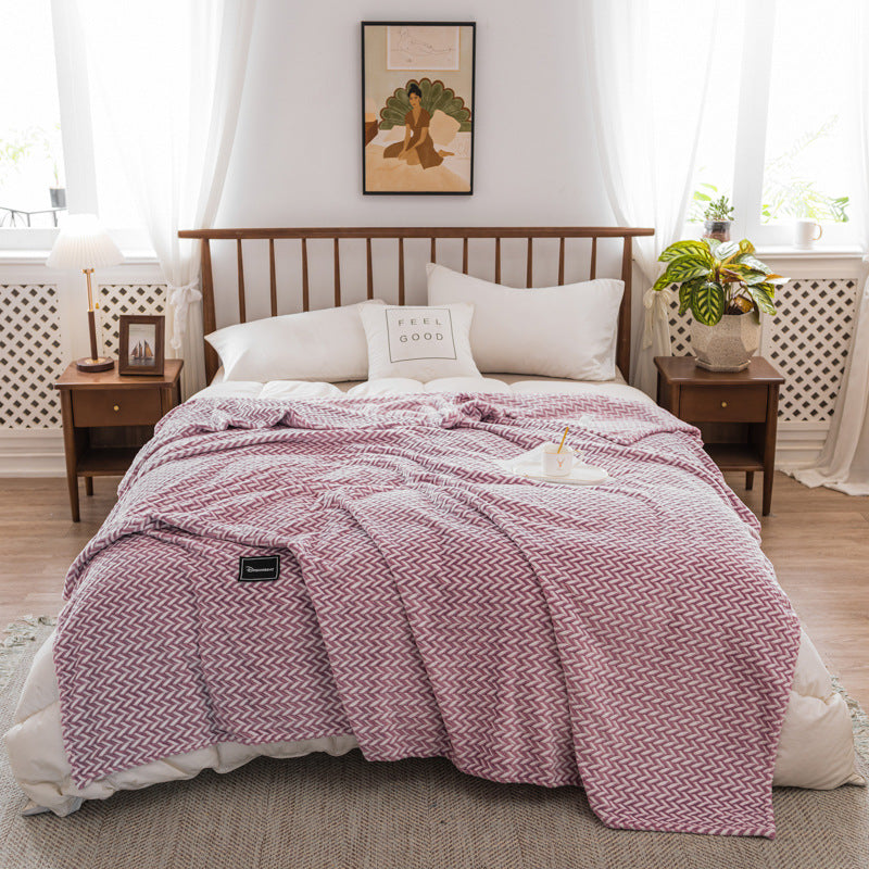 Autumn And Winter Milk Velvet Thickened Yarn-dyed Blankets Multifunctional Nap Pi-Mart