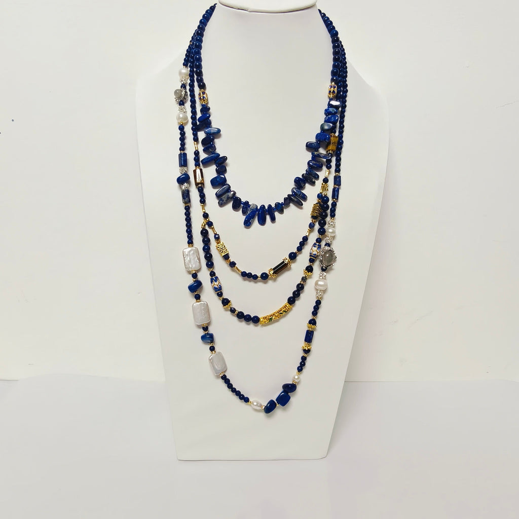 Handmade Premium Crystal Necklace |  Artisan Woven Jewelry with Alloy Accents  | Elegant Sparkling Statement Necklace for Women (MAC344)