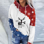 Snowman Print Crew Neck Hoodie Long Sleeve Sweatshirt Pi-Mart