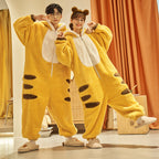 Cute Cartoon Jumpsuit Homewear Couple One-piece Nightgown Coral Fleece Winter Thickened Plush Pajamas For Women Home Clothes