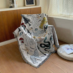 1pc Woven Double-sided Multifunctional Blanket Bohemian Tapestry Hippie Room Decoration Abstract Animals Plants Blanket Tassel Woven Blanket Sofa Blanket Outdoor Hiking Backpack Beach Travel Decoration Blanket Woven Picnic Bl Lootquake LLC