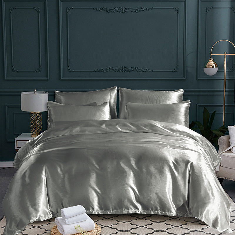 Satin Home Textile Quilt Cover Pillowcase Three-piece Set Pi-Mart