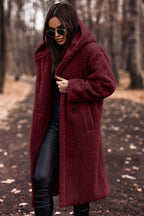 Autumn Winter Fashion Elegant Long Coat Woman Plush Warm Faux Fleece Coat Women Teddy Jacket Female Teddy Coat Outwear Ladies Pi-Mart