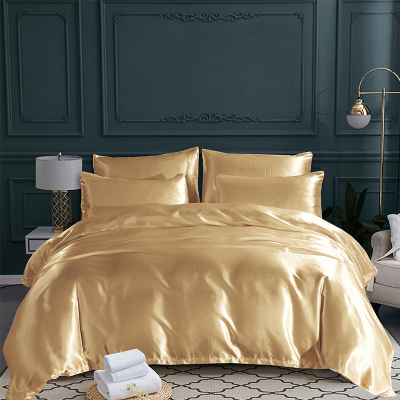 Satin Home Textile Quilt Cover Pillowcase Three-piece Set Pi-Mart