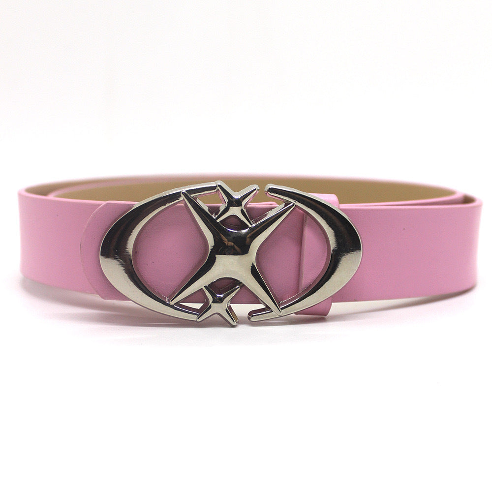 Fashion Wild Original Design Double Crescent Moon Cross Star Buckle Belt Pi-Mart