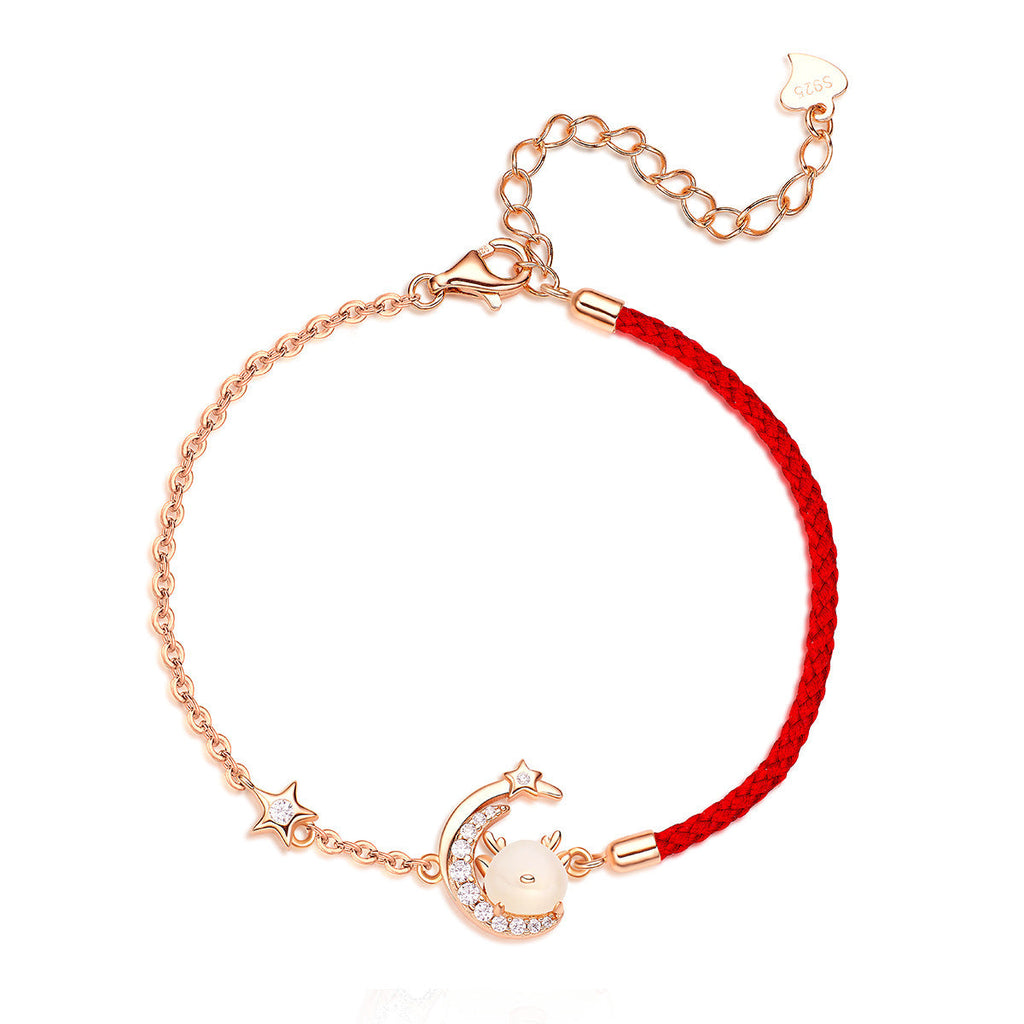 Hetian Jade Dragon Year Necklace Women's Sterling Silver Pi-Mart