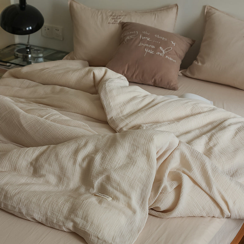 Four-piece Double-layer Yarn Simple Summer Duvet Cover Bedding Pi-Mart
