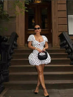 Wmstar Dresses Women Wholesale Dot Print  Mini Dress Sexy Club Outfits Stretch Sexy Streetwear Mini Dresses Dropshipping New Purplish Diva