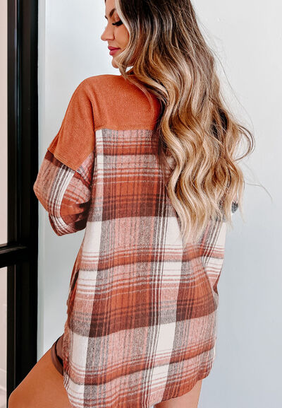 Plaid Button Up Long Sleeve Jacket Classic & Timeless Lightwear Outerwear For women and Girls Stevvex