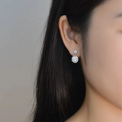 1CT 2Pcs D-Color Moissanite Drop Earrings 925 Sterling Silver With Certificate BandsCo Straps