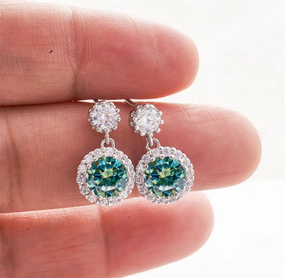 1CT 2Pcs D-Color Moissanite Drop Earrings 925 Sterling Silver With Certificate BandsCo Straps