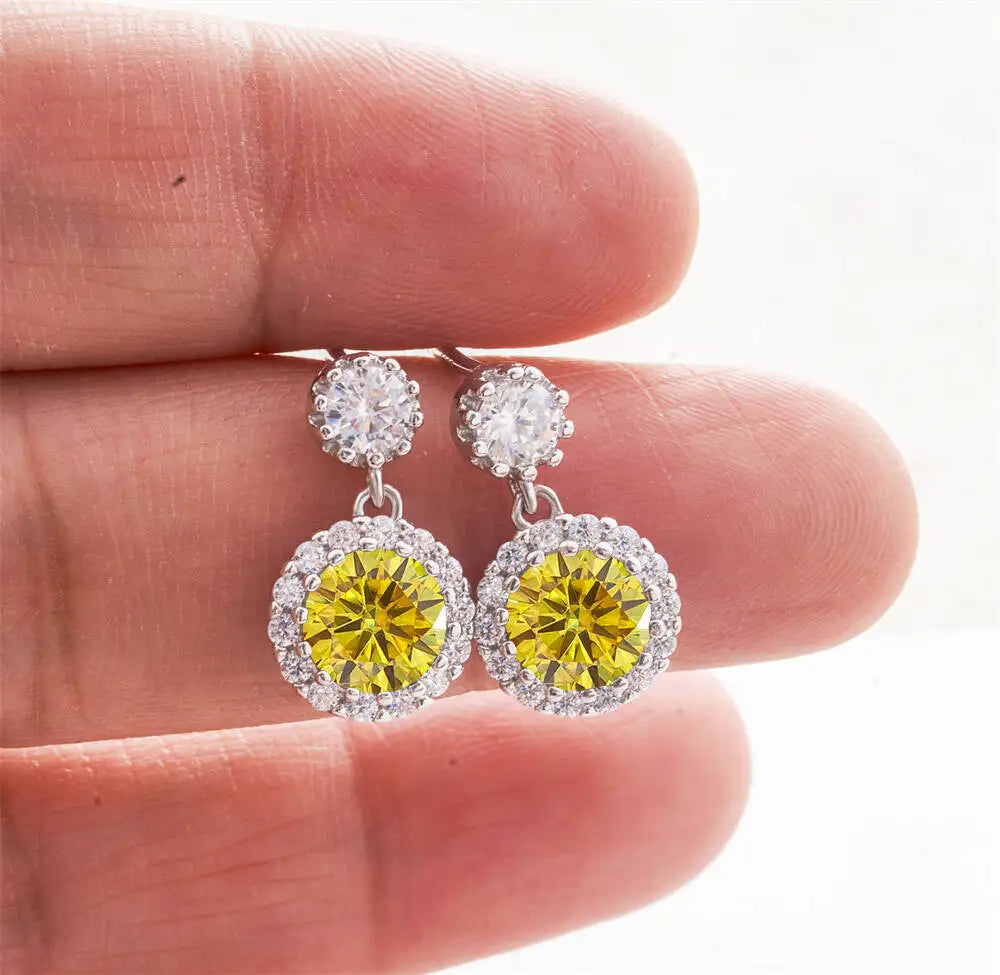 1CT 2Pcs D-Color Moissanite Drop Earrings 925 Sterling Silver With Certificate BandsCo Straps