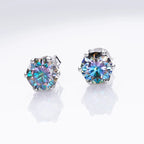 1ct-4ct D Color VVS1 3EX Round Moissanite Stud Earrings Platinum Plated 925 BandsCo Straps