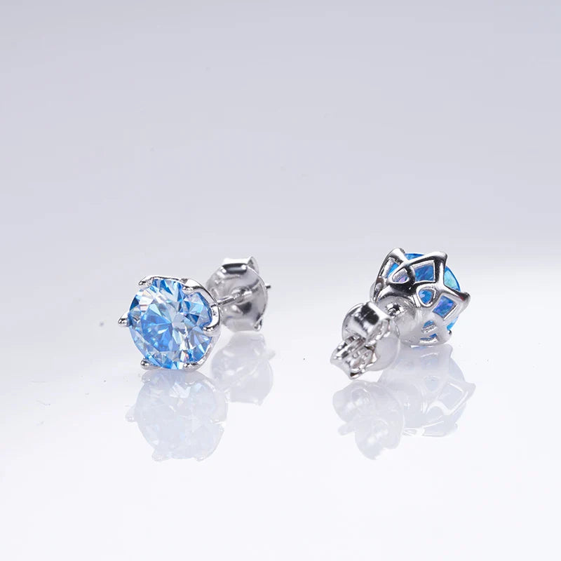 1ct-4ct D Color VVS1 3EX Round Moissanite Stud Earrings Platinum Plated 925 BandsCo Straps