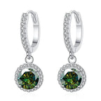 1Ct 6.5mm Blue Green Moissanite Drop Earrings For Women S925 Sterling BandsCo Straps