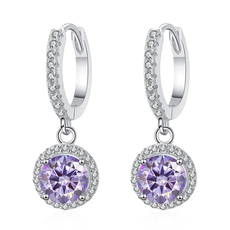 1Ct 6.5mm Blue Green Moissanite Drop Earrings For Women S925 Sterling BandsCo Straps