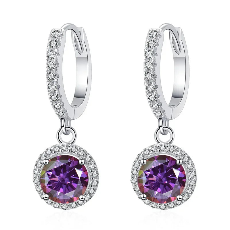 1Ct 6.5mm Blue Green Moissanite Drop Earrings For Women S925 Sterling BandsCo Straps