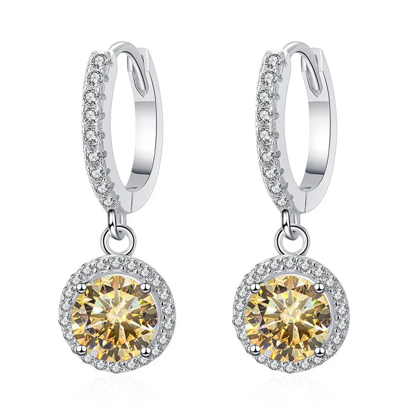 1Ct 6.5mm Blue Green Moissanite Drop Earrings For Women S925 Sterling BandsCo Straps