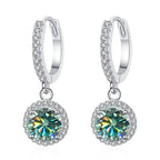 1Ct 6.5mm Blue Green Moissanite Drop Earrings For Women S925 Sterling BandsCo Straps
