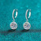 1Ct 6.5mm Blue Green Moissanite Drop Earrings For Women S925 Sterling BandsCo Straps