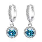 1Ct 6.5mm Blue Green Moissanite Drop Earrings For Women S925 Sterling BandsCo Straps