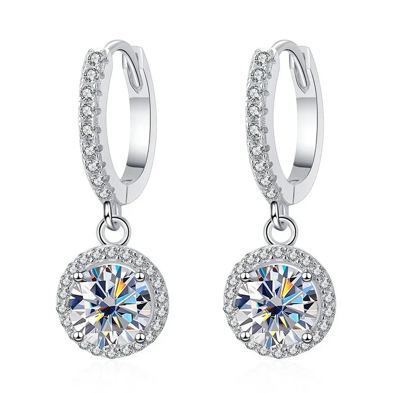 1Ct 6.5mm Blue Green Moissanite Drop Earrings For Women S925 Sterling BandsCo Straps